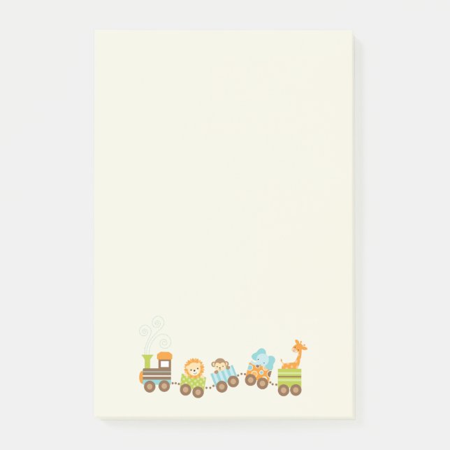 Whimsical Baby Animals Toy Train Post-it Notes (Front)