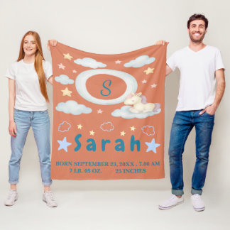 Whimsical Baby Blanket with Stars & Clouds