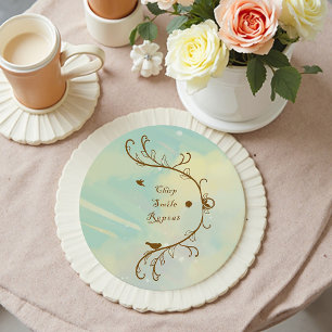 Whimsical Baby Blue Chirp, Smile, Repeat Coaster