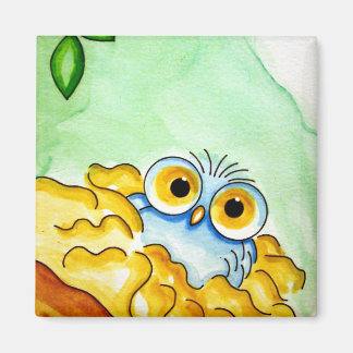 WHIMSICAL BABY BLUE OWL 1 MAGNET