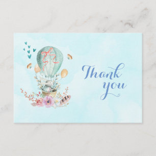 Whimsical Baby Bunny in a Balloon Thank You Card