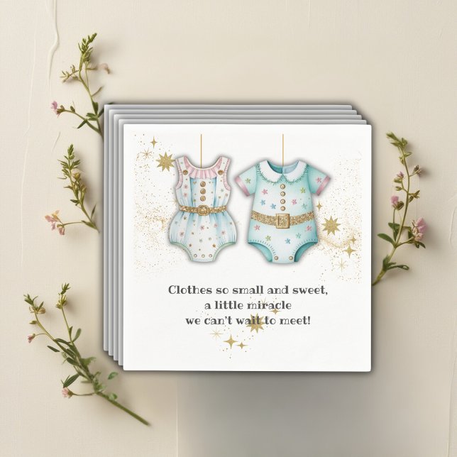 Whimsical Baby Clothes Gender Neutral Baby Shower Napkin (Creator Uploaded)