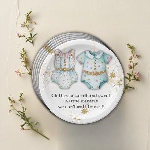 Whimsical Baby Clothes Gender Neutral Baby Shower Paper Plate