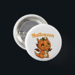 Whimsical Baby Dragon Pumpkin Halloween Button<br><div class="desc">Immerse yourself in the enchanting glow of autumn with this sophisticated illustrative masterpiece. Featuring a meticulously rendered baby dragon cradled within a vibrant pumpkin, this design captures the pure essence of seasonal wonder. The warm amber hues and soft textures evoke a sense of cozy nostalgia, making it a premier choice...</div>