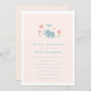 Whimsical Baby Elephant Baby Shower Invitation