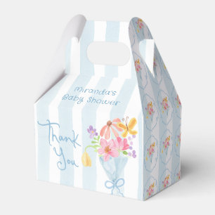Whimsical Baby In Bloom Blue Bouquet Favor Box
