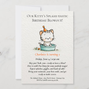 Whimsical Baby Kitty Invitation Anniversaire