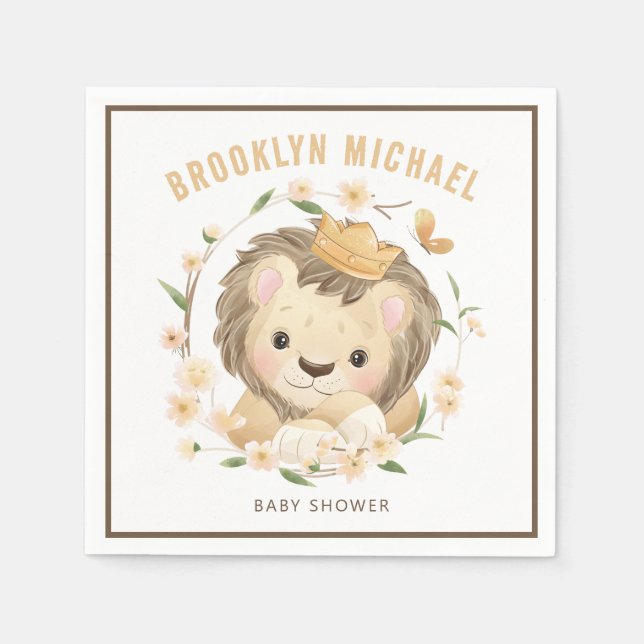 Whimsical Baby Lion king Baby Shower  Napkin (Front)