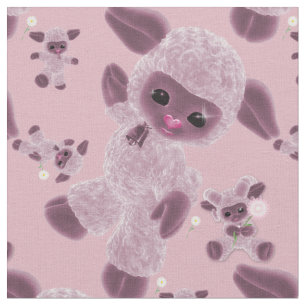 Whimsical Baby Plush Toy Lamb Country Pink Fabric