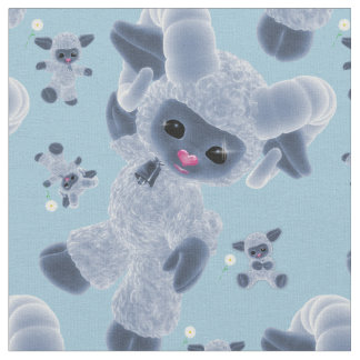 Whimsical Baby Plush Toy Sheep Country Blue Fabric