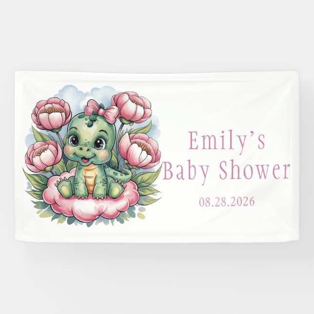 Whimsical Baby Shower Dino Delight Banner (Horizontal)