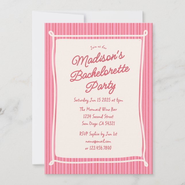 Whimsical Bachelorette Party Hand Drawn Doodle  Invitation (Front)