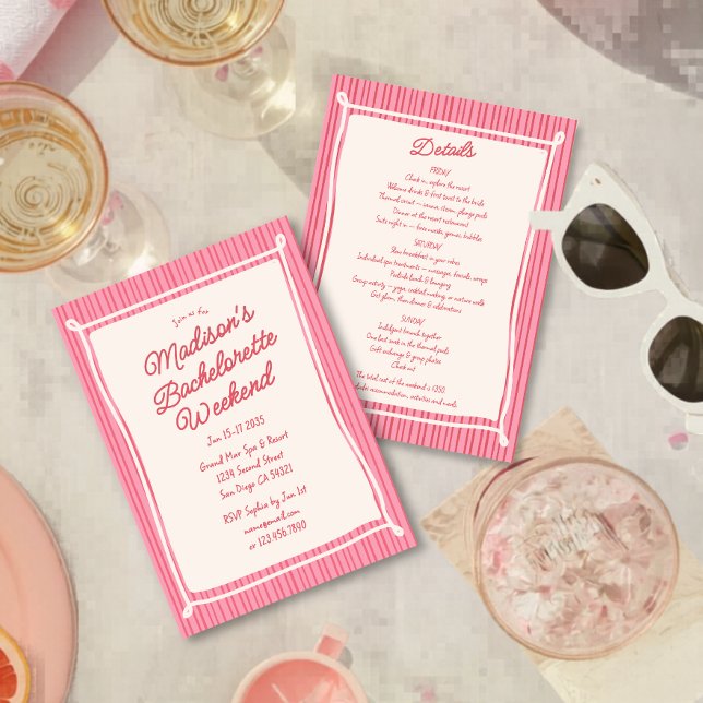 Whimsical Bachelorette Weekend Hand Drawn Doodle  Invitation (Creator Uploaded)