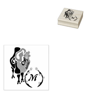 Whimsical Bactrian Camel Monogram Rubber Stamp