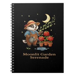 Whimsical Badger Gardener Moonlit Garden Serenade  Notebook
