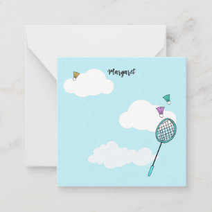 Whimsical Badminton Racquets Birdies Personalized Card