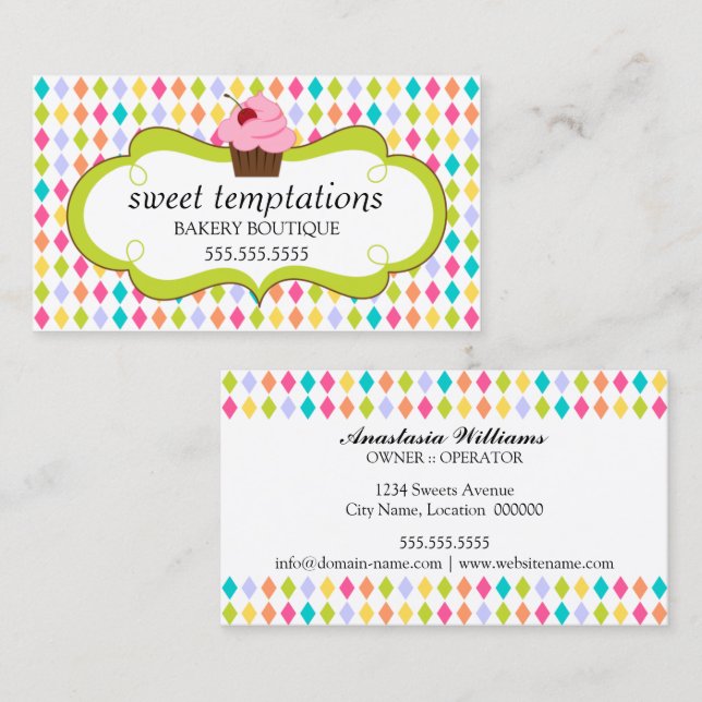 Whimsical Bakery Business Cards (Front/Back)