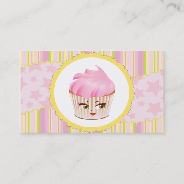 Whimsical Bakery Cupcake Business Card (Front)