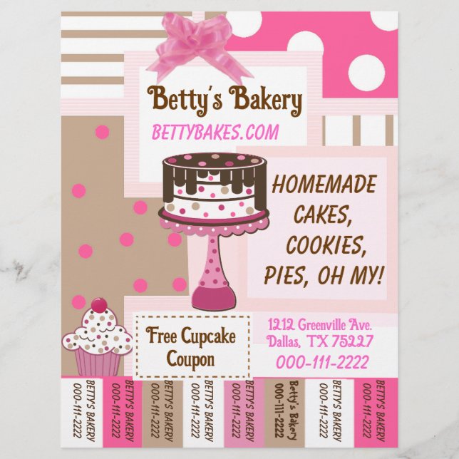 Whimsical Bakery Flyer  with Tear Tags (Front)
