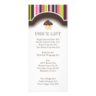 Whimsical Bakery Price List Rack Card