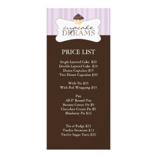 Whimsical Bakery Price List Rack Card