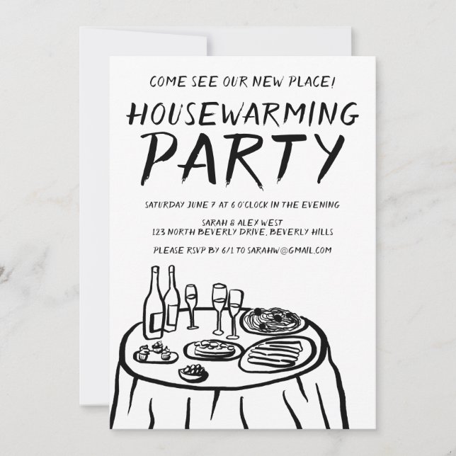 Whimsical Balcony Apartment Custom Housewarming Invitation (Front)