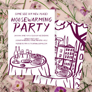 Whimsical Balcony Apartment Custom Housewarming Invitation