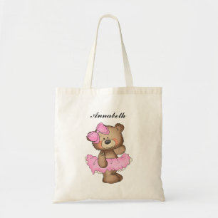 Whimsical Ballerina Bear Girls Tote Bag