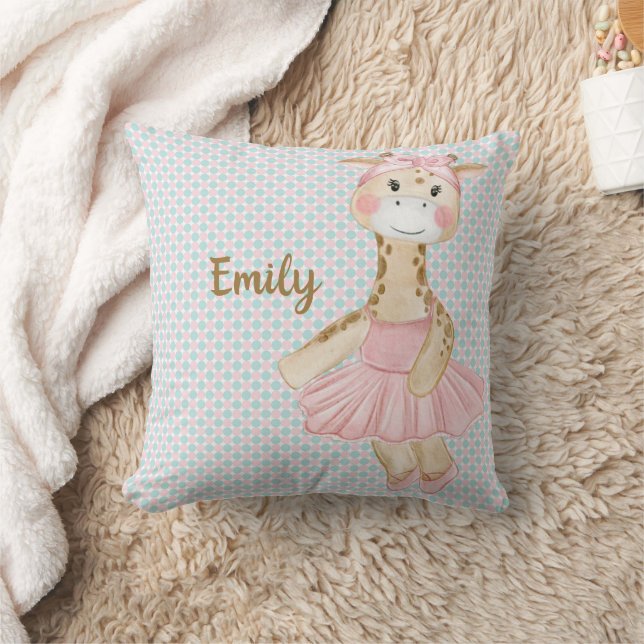 Whimsical Ballerina Giraffe Throw Pillow (Blanket)