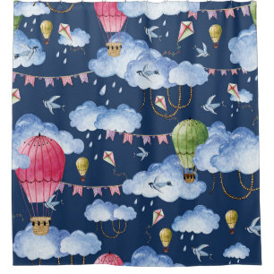 Whimsical Balloons: Watercolor Cloud Pattern