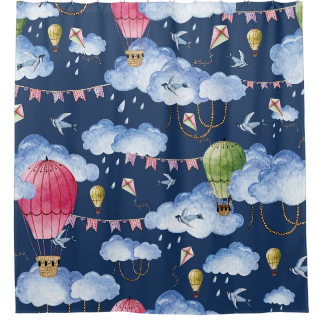 Whimsical Balloons: Watercolor Cloud Pattern (Front)