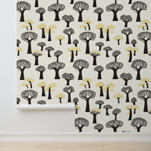 Whimsical Baobab Tree Pattern Wallpaper