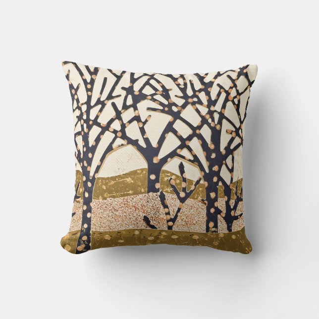 Whimsical bare trees, Throw Pillow (Front)