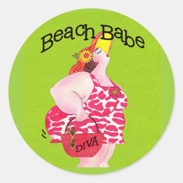"Whimsical Beach Babe" stickers (Front)