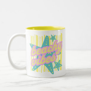 Whimsical Beach Seashells Two-Tone Coffee Mug