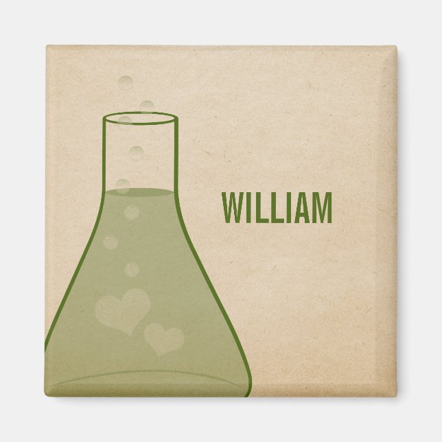 Whimsical Beaker Magnet, Green Magnet (Front)