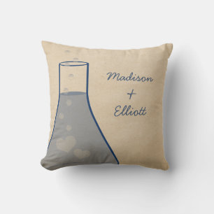 Whimsical Beaker Pillow, Blue Throw Pillow