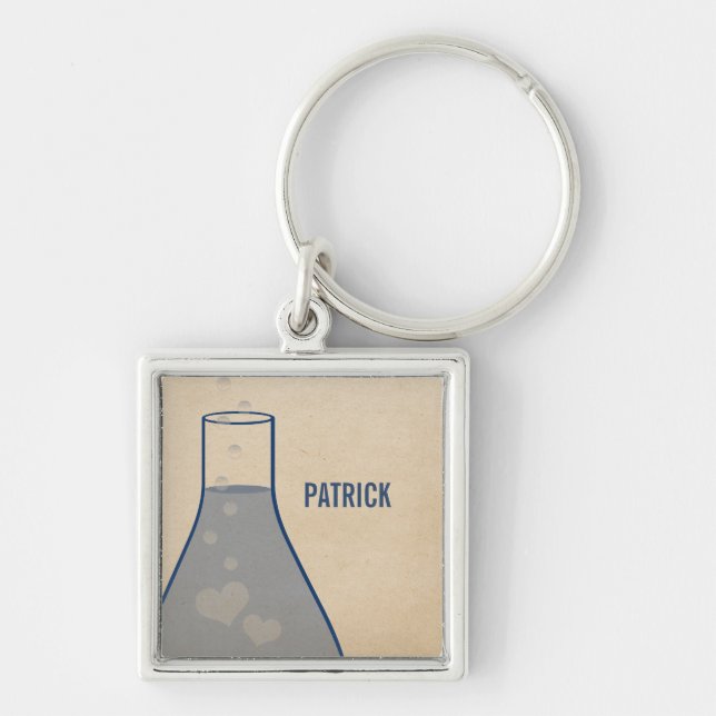 Whimsical Beaker Premium Keychain, Blue Keychain (Front)