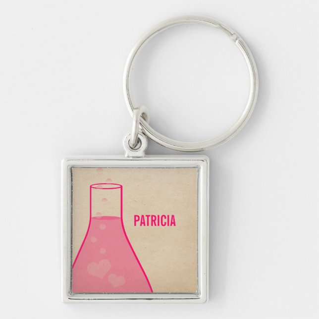 Whimsical Beaker Premium Keychain, Pink Keychain (Front)