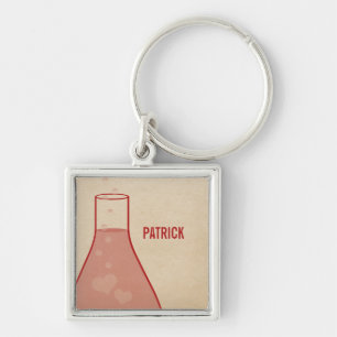 Whimsical Beaker Premium Keychain, Red Keychain