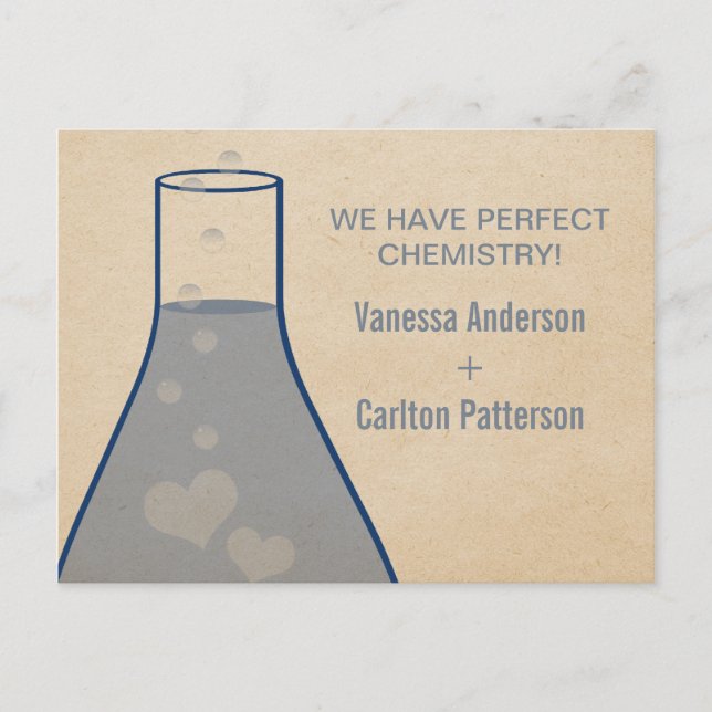 Whimsical Beaker Save the Date Postcard, Blue Announcement Postcard (Front)