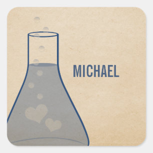 Whimsical Beaker Stickers, Blue Square Sticker