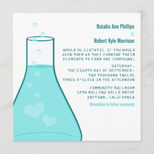 Whimsical Beaker Wedding Invite, Aqua Invitation