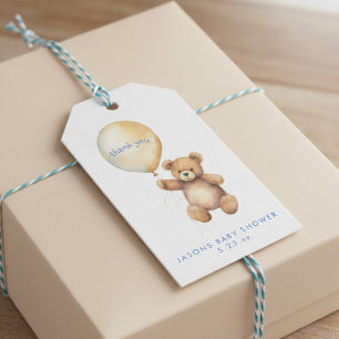 Whimsical Bear Balloon Baby Shower Thank You Gift Tags