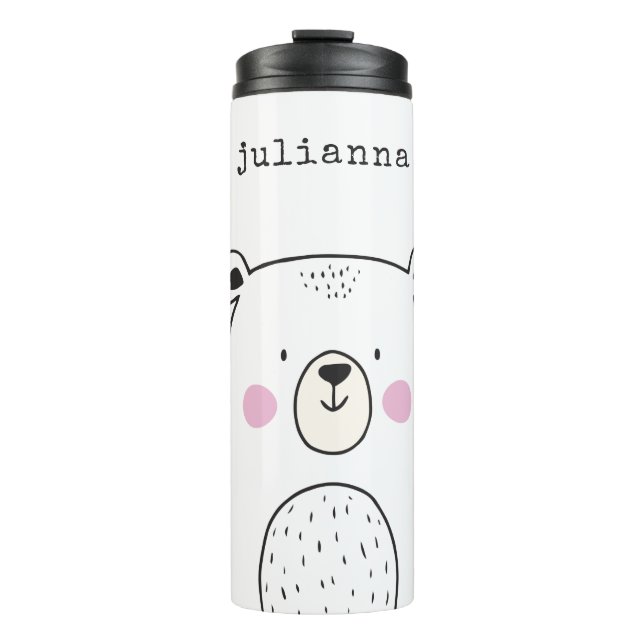 Whimsical Bear Drawing Cute Personalized Thermal Tumbler (Front)