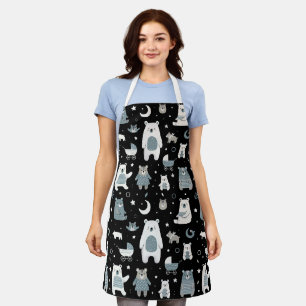 Whimsical Bear Family Pattern Apron
