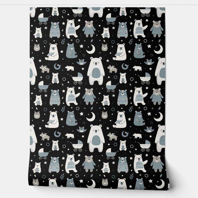 Whimsical Bear Family Pattern Wallpaper (Unrolling)