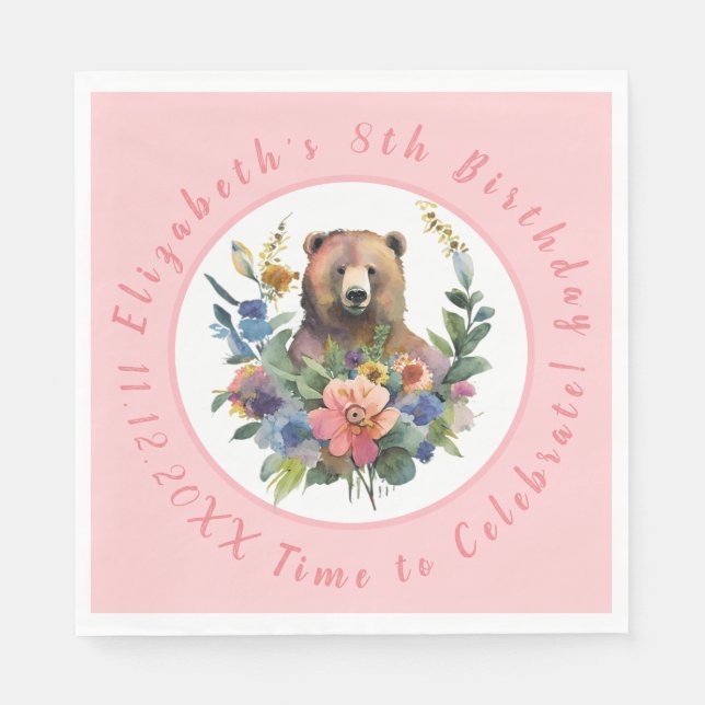 Whimsical Bear Paper Napkins (Front)