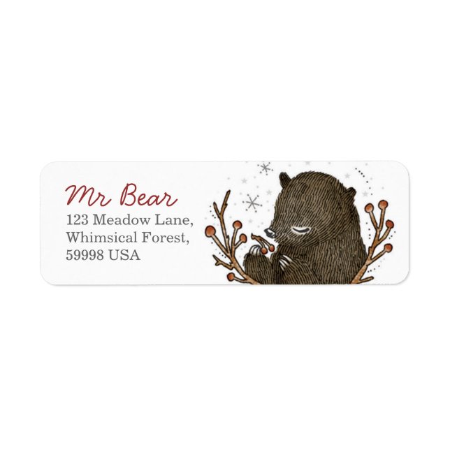 Whimsical Bear Return Address Label (Front)
