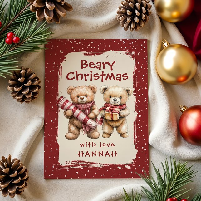 Whimsical Bear Themed Classroom Christmas Holiday Card (Creator Uploaded)